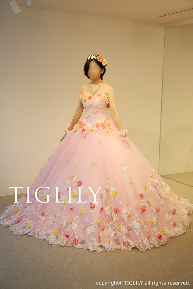 TIGLILY カラードレス　Aライン　ピンク